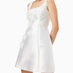 Elliatt - Elder Floral Decal Applique Mini Dress In White